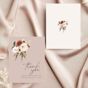 Rustic Dusty Pink and Green Script Thank You Card