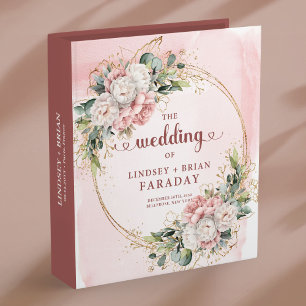 Rustic Dusty Pink Floral Wedding Memory Album 3 Ring Binder
