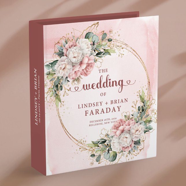 Rustic Dusty Pink Floral Wedding Memory Album 3 Ring Binder (Rustic Dusty Pink Floral Wedding Memory Album)