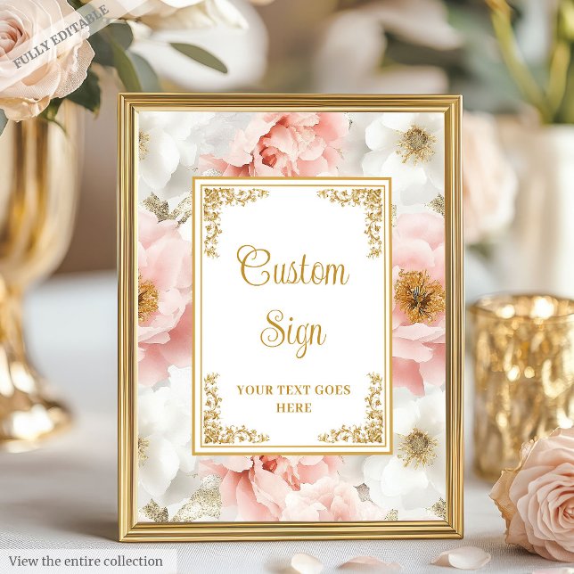 Rustic dusty pink flowers with gold accents 8x10  poster (Rustic dusty pink flowers with gold accents 8x10 Poster)