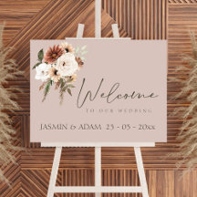 Rustic Dusty Pink Green Script Wedding Welcome