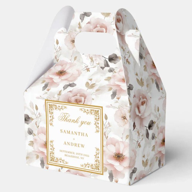 Rustic dusty pink ivory floral wedding favor boxes (Rustic dusty pink ivory floral wedding favor boxes)