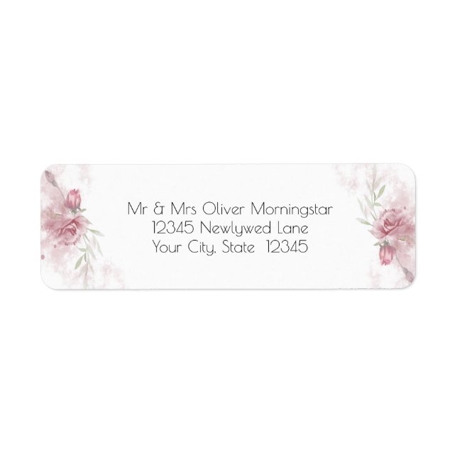 Rustic Dusty Pink Rose Floral Label (Front)
