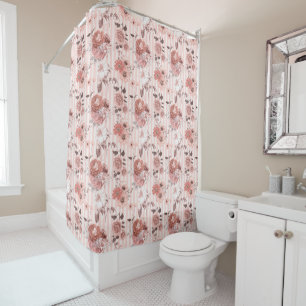 Rustic Dusty Rose Blush Pink Floral Shower Curtain