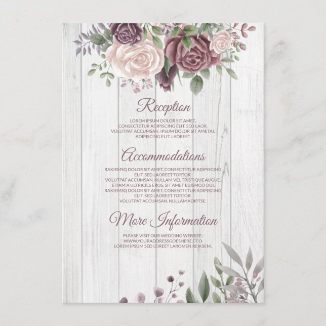 Rustic Dusty Rose Country Wood Enclosure Card (Front)