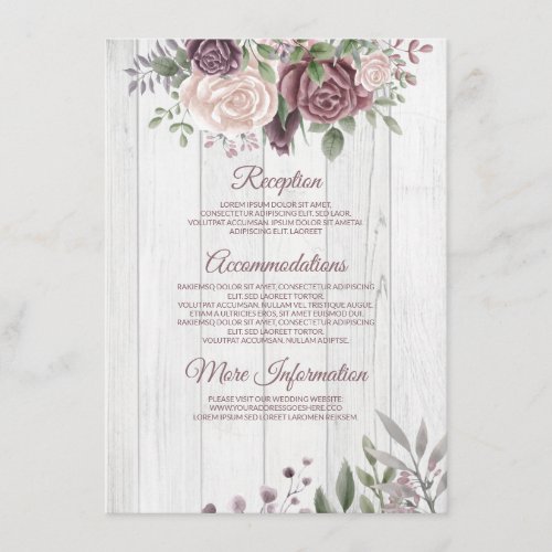 Rustic Dusty Rose Country Wood Enclosure Card