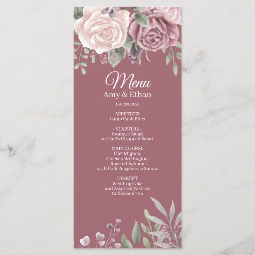 Rustic Dusty Rose Flower Bouquet Menu