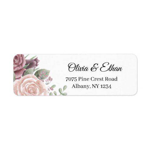 Rustic Dusty Rose Flowers Label