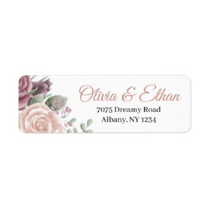 Rustic Dusty Rose Flowers Label