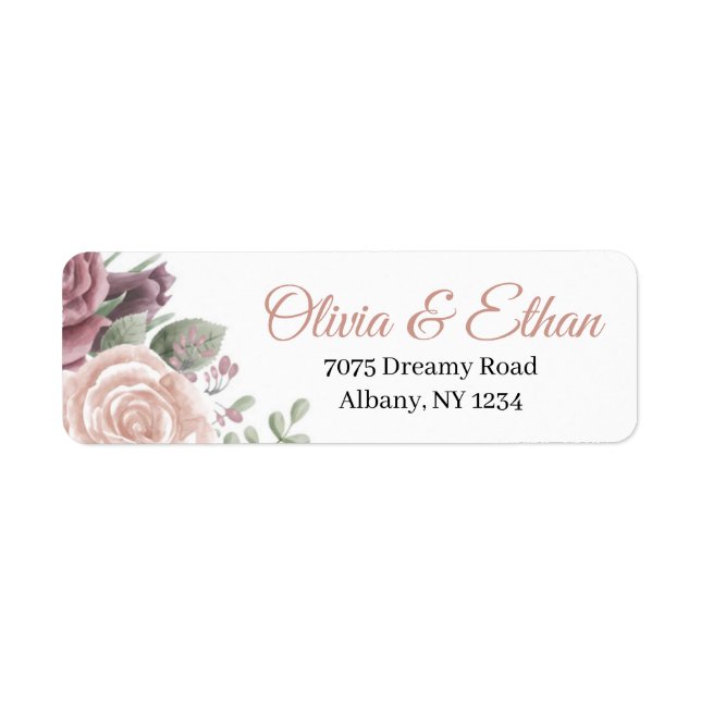 Rustic Dusty Rose Flowers Label (Front)