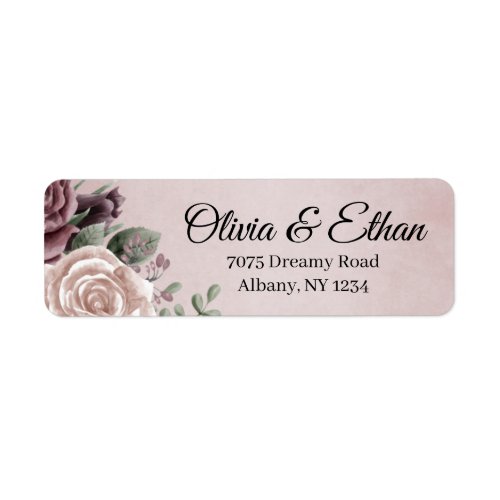 Rustic Dusty Rose Flowers Label