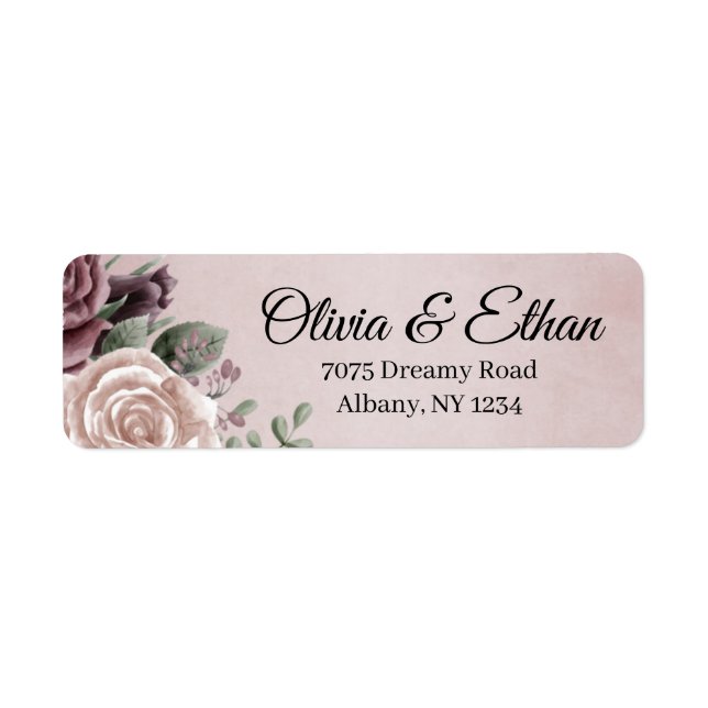 Rustic Dusty Rose Flowers Label (Front)