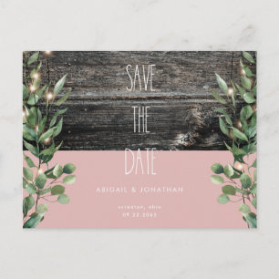 Rustic Dusty Rose Foliage Wedding Save the Date Postcard