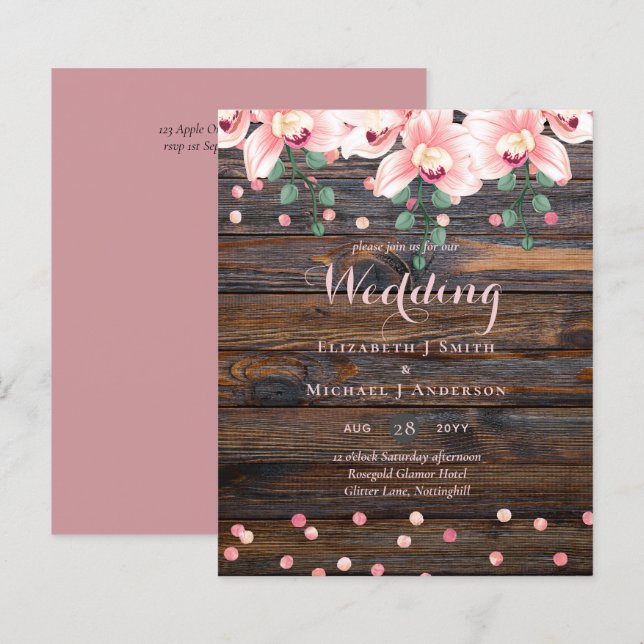 Rustic Dusty Rose Pink Floral Wedding (Front/Back)
