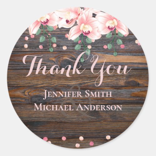 Rustic Dusty Rose Pink Floral Wedding Classic Round Sticker