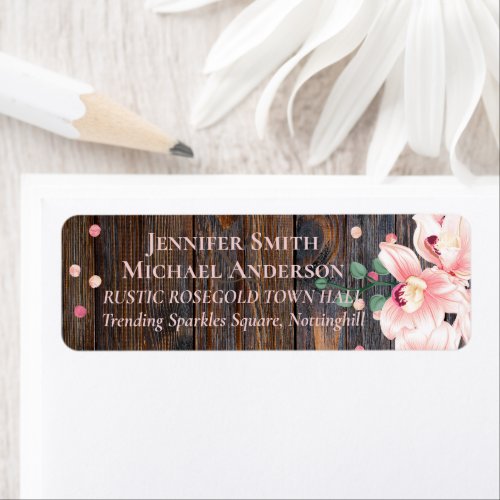 Rustic Dusty Rose Pink Floral Wedding Label