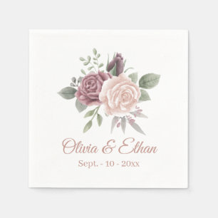 Rustic Dusty Rose Watercolor Floral Napkins