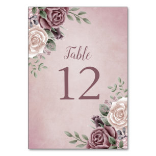 Rustic Dusty Rose Watercolor Floral Pink Wedding T Table Number