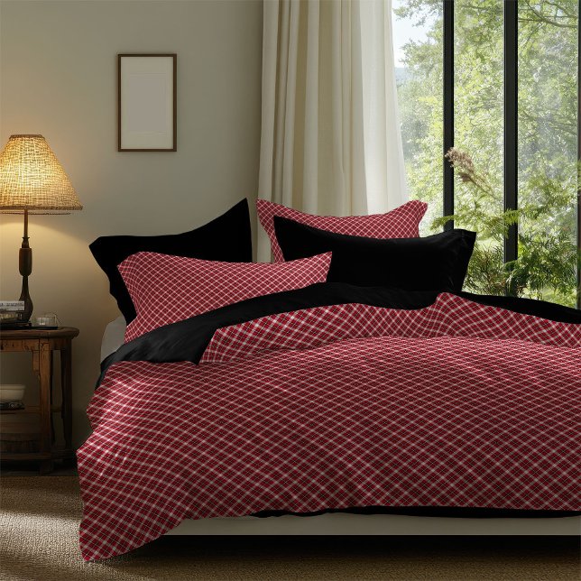 Rustic Duvet Cover Red Black Buffalo Plaid Charm (Rustic Duvet Cover Red Black Buffalo Plaid Charm)