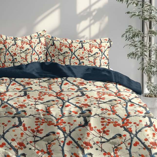 •  Rustic Duvet Cover with Birds and Fall Flowers (•  Rustic Duvet Cover with Birds and Fall Flowers)