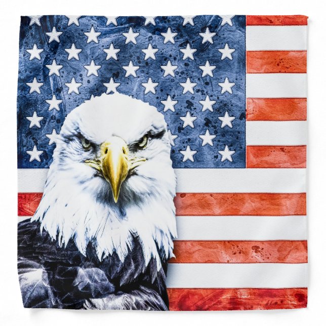 Rustic Eagle on American Flag Bandana (Front)