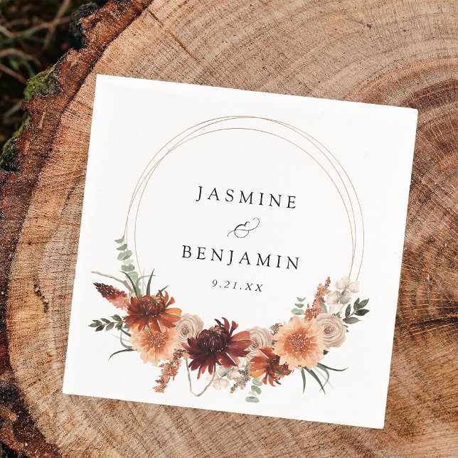 Rustic Earth & Champagne Florals Name Napkins (Creator Uploaded)