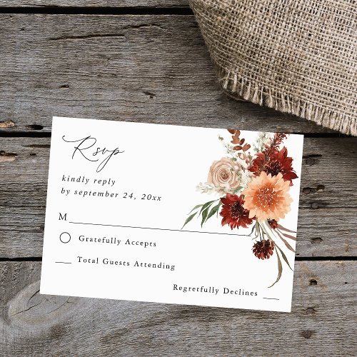 Rustic Earth  Champagne Florals no Meal RSVP