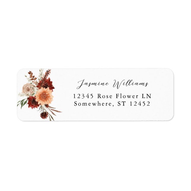 Rustic Earth & Champagne Florals Return Address La Label (Front)