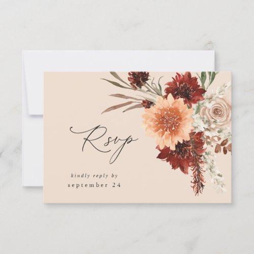 Rustic Earth  Champagne Florals w Meal RSVP _BEIG