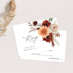 Rustic Earth & Champagne Florals w Meal RSVP Card