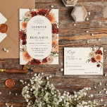 Rustic Earth & Champagne Florals Wedding Invitation<br><div class="desc">Send your guests a beautiful wedding invitation with your beautiful and chic Rustic Earth & Champagne Wedding Invitations. Hand painted, watercolor florals in peach, champagne beige, cream, and burgundy terra cotta are the feature in this Rustic Wedding Invitation. The invitation was named Rustic Earth due to the earthy, natural and...</div>