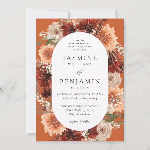 Rustic Earth & Champagne Florals Wedding o2 Invitation