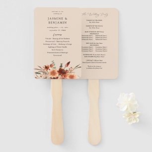 Rustic Earth & Champagne Florals Wedding Program B Hand Fan