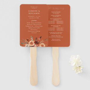 Rustic Earth & Champagne Florals Wedding Program T Hand Fan