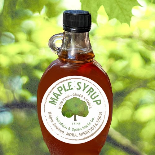 Rustic Earth Colored Maple Syrup Label with Tree