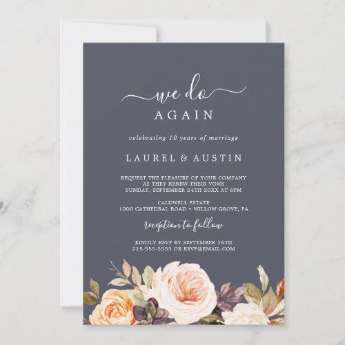 Rustic Earth Floral Purple We Do Again Vow Renewal Invitation