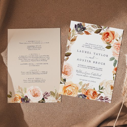 Rustic Earth Florals All In One Wedding Invitation