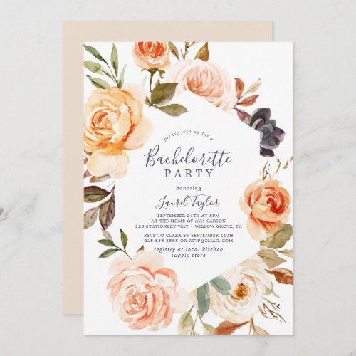 Rustic Earth Florals Bachelorette Party Invitation