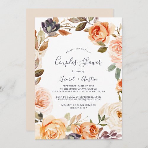 Rustic Earth Florals Couples Shower Invitation