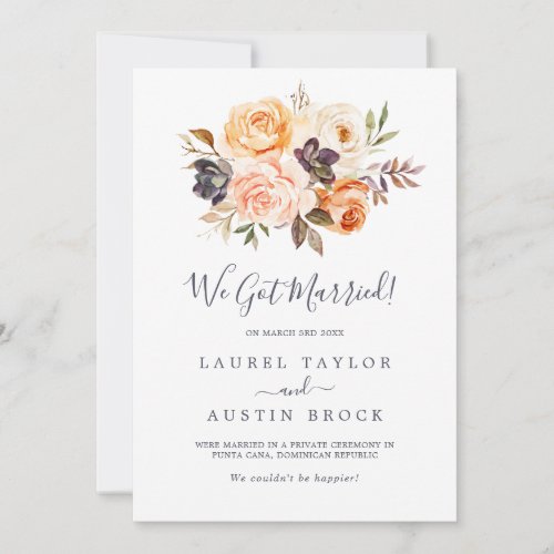 Rustic Earth Florals Elopement Announcement