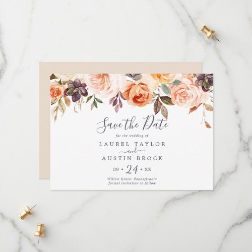 Rustic Earth Florals Horizontal Save The Date
