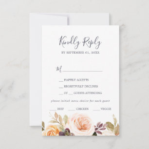 Rustic Earth Florals Menu Choice RSVP Card