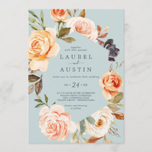 Rustic Earth Florals Mint Casual Wedding Invitation
