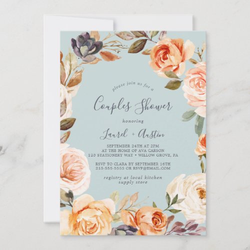 Rustic Earth Florals  Mint Couples Shower Invitation