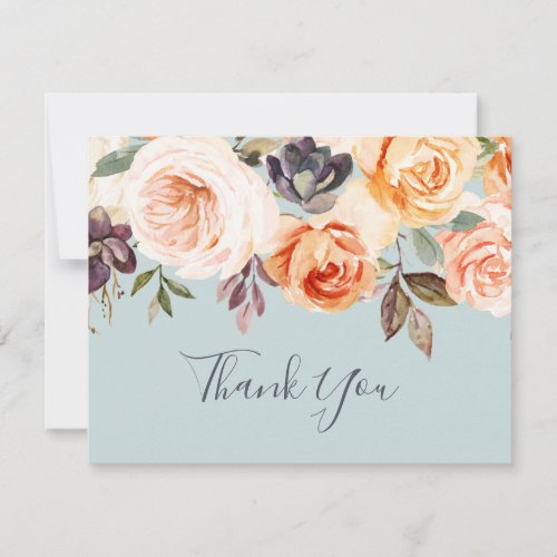 Rustic Earth Florals  Mint Thank You Card