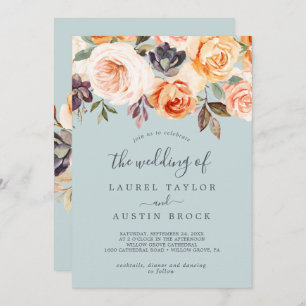 Rustic Earth Florals Mint The Wedding Of Invitation