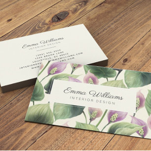 Rustic Earth Florals Purple and Green Business Card