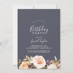 Rustic Earth Florals Purple Birthday Party Invitation