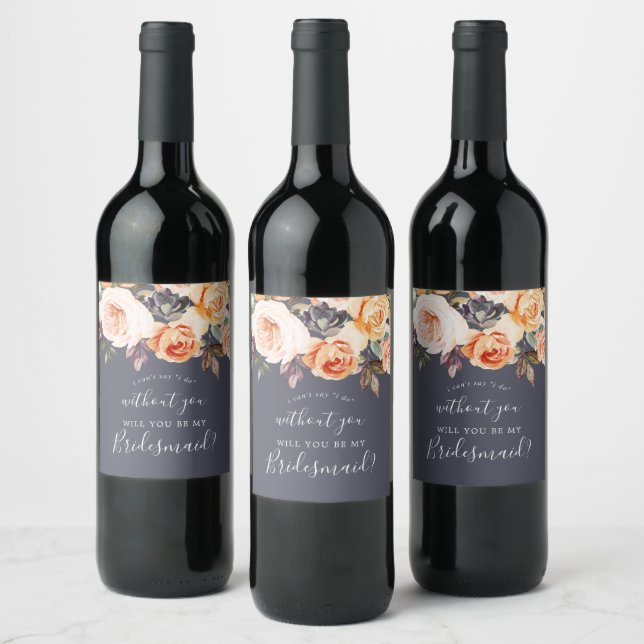 Rustic Earth Florals | Purple Bridesmaid Proposal Wine Label (Bottles)
