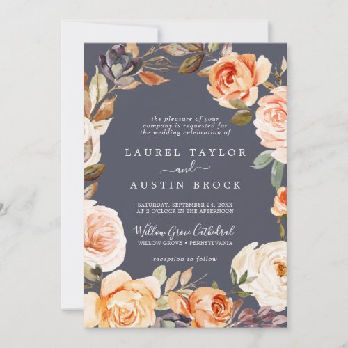 Rustic Earth Florals  Purple Formal Wedding Invitation